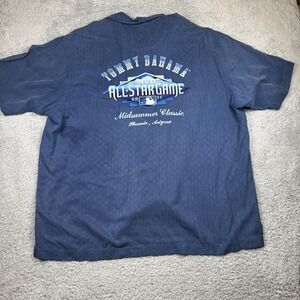 Tommy Bahama Silk MLB Baseball Game 2011 Mid-Summer Classic Shirt Blue Men XL
